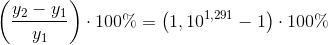 \left (\frac{y_2-y_1}{y_1} \right )\cdot 100\%=\left (1,10^{1,291}-1 \right )\cdot 100\%