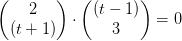 \begin{pmatrix} 2\\(t+1) \end{pmatrix}\cdot \begin{pmatrix} (t-1)\\3 \end{pmatrix}=0