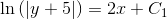 \ln\left ( \left | y+5 \right | \right )=2x+C_1
