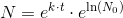 N=e^{k\cdot t}\cdot e^{\ln(N_0)}