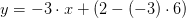 y=-3\cdot x+\left (2-(-3)\cdot 6 \right )
