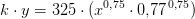 k\cdot y=325\cdot (x^{0{,}75}\cdot 0{,}77^{\, 0{,}75})