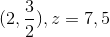 (2,\frac{3}{2}), z=7,5