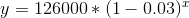 y=126000*(1-0.03)^x