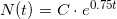 \small N(t)=C\cdot e^{0{.}75t}