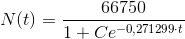 N(t)=\frac{66750}{1+Ce^{-0{,}271299\cdot t} }