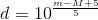 d=10^{\frac{m-M+5}{5}}