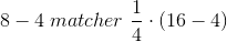 8-4\; matcher\; \frac{1}{4}\cdot \left ( 16-4 \right )
