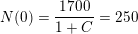 \small N(0)=\frac{1700}{1+C}=250