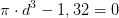 \pi \cdot d^3-1,32=0