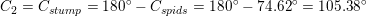 \small C_2=C_{stump}=180^\circ-C_{spids}=180^\circ-74{.}62^\circ=105{.}38^\circ