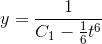 y=\frac{1}{C_1-\frac{1}{6}t^6}