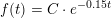 \small f(t)=C\cdot e^{-0{.}15t}