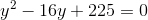 y^2-16y+225=0