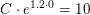 \small C\cdot e^{1{.}2\cdot 0}=10