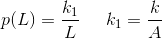 p(L)=\frac{k_1}{ L}\; \; \; \; \; k_1=\frac{k}{A}