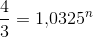 \frac{4}{3}=1{,}0325^n