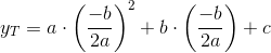 y_{T}=a\cdot \left (\frac{-b}{2a} \right )^2+b\cdot \left ( \frac{-b}{2a} \right )+c