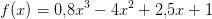 f(x)=0{,}8x^3-4x^2+2{,}5x+1