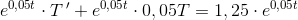 e^{0,05t}\cdot T{\, }'+e^{0,05t}\cdot 0,05T=1,25\cdot e^{0,05t}