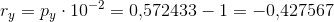 r_y=p_y\cdot 10^{-2}=0{,}572433-1=-0{,}427567