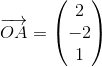 \overrightarrow{OA}=\begin{pmatrix} 2\\-2 \\1 \end{pmatrix}