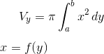 V_y=\pi \int_a^b x^2\,dy\\ \\ x = f(y)