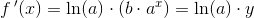 f{\, }'(x)=\ln(a)\cdot \left ( b\cdot a^x \right )=\ln(a)\cdot y