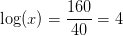 \log(x)=\frac{160}{40}=4