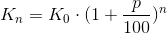 K_n=K_0\cdot(1+\frac{p}{100})^n