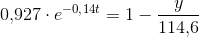 0{,}927\cdot e^{-0{,}14t}= 1-\frac{y}{114{,}6}