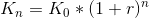 K_n = K_0 * (1+r)^n