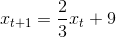 x_{t+1} = \frac{2}{3}x_{t} + 9