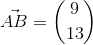 \vec{AB}=\binom{9}{13}