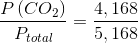 \frac{P\left ( CO_2 \right )}{P_{total}}=\frac{4,168}{5,168}
