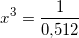 \small x^{3} =\frac{1}{0{,}512}