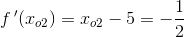 f{\, }'(x_{o2})=x_{o2}-5=-\frac{1}{2}