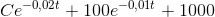 Ce^{-0,02t}+100e^{-0,01t}+1000