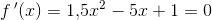 f{\, }'(x)=1{,}5x^2-5x+1=0