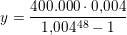 \small \small y=\frac{400.000\cdot 0{,}004}{1{,}004^{48}-1}