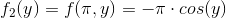 f_2(y)=f(\pi,y)=-\pi \cdot cos(y)