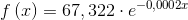 f\left ( x \right )=67,322\cdot e^{-0,0002x}