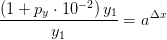 \frac{\left ( 1+p_y\cdot 10^{-2} \right )y_1}{y_1}=a^{\Delta x}