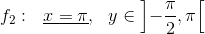 f_2 :~~\underline{x=\pi},~~y\in\left]-\frac{\pi}{2},\pi\right[
