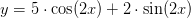 y=5\cdot \cos(2x)+2\cdot \sin(2x)