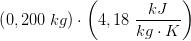 \left ( 0,200 \; kg \right )\cdot \left ( 4,18\; \frac{kJ}{kg\cdot K} \right )