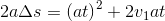 2a\Delta s=\left (at \right )^2+2v_1at