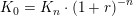 \small K_0=K_n\cdot \left (1+r \right )^{-n}