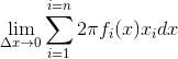 \lim_{\Delta x\rightarrow 0}\sum_{i=1}^{i=n}2\pi f_{i}(x)x_{i}dx