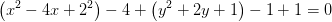 \left (x^2-4x+2^2 \right )-4+\left ( y^2+2y +1\right )-1+1=0